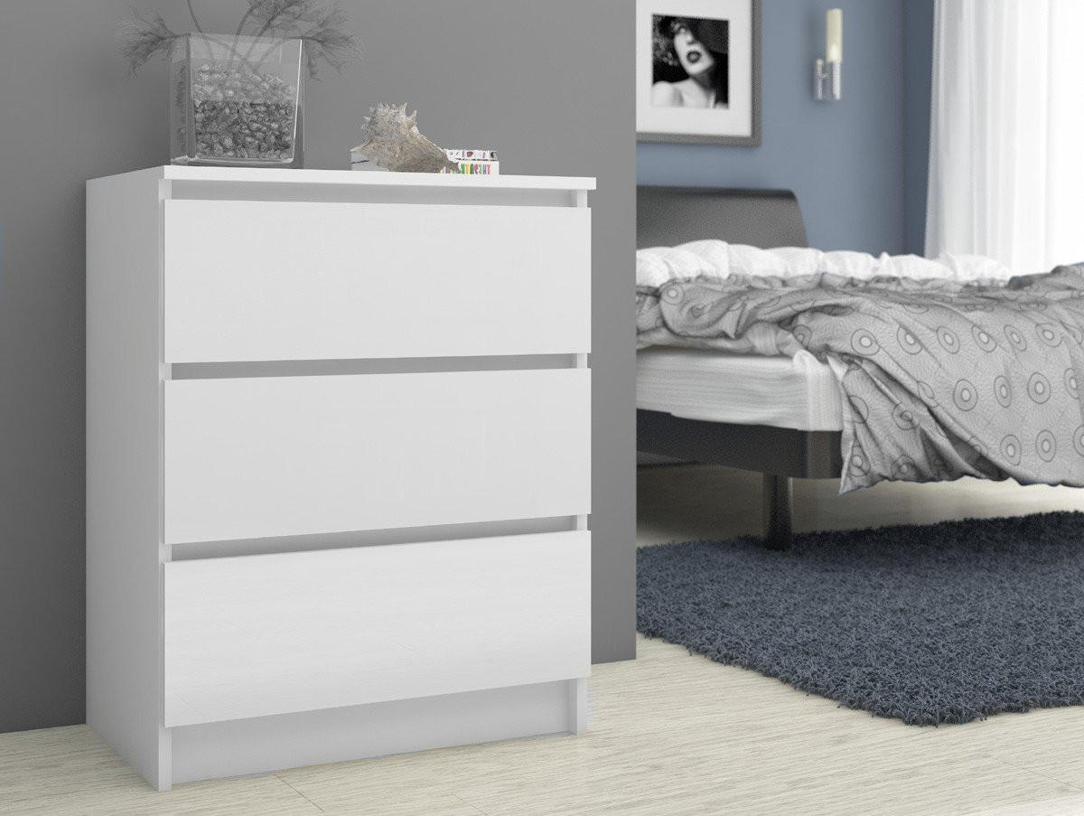 KOMMODE K60, Weiß, 60x40x77 cm - Weiß, Holz (60/77/40cm) - Milordbikes