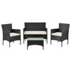 GARTENSET Fort Myers schwarz / cremeweiß - Creme/Schwarz, Kunststoff/Metall - Juskys