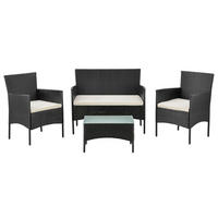 GARTENSET Fort Myers schwarz / cremeweiß - Creme/Schwarz, Kunststoff/Metall - Juskys