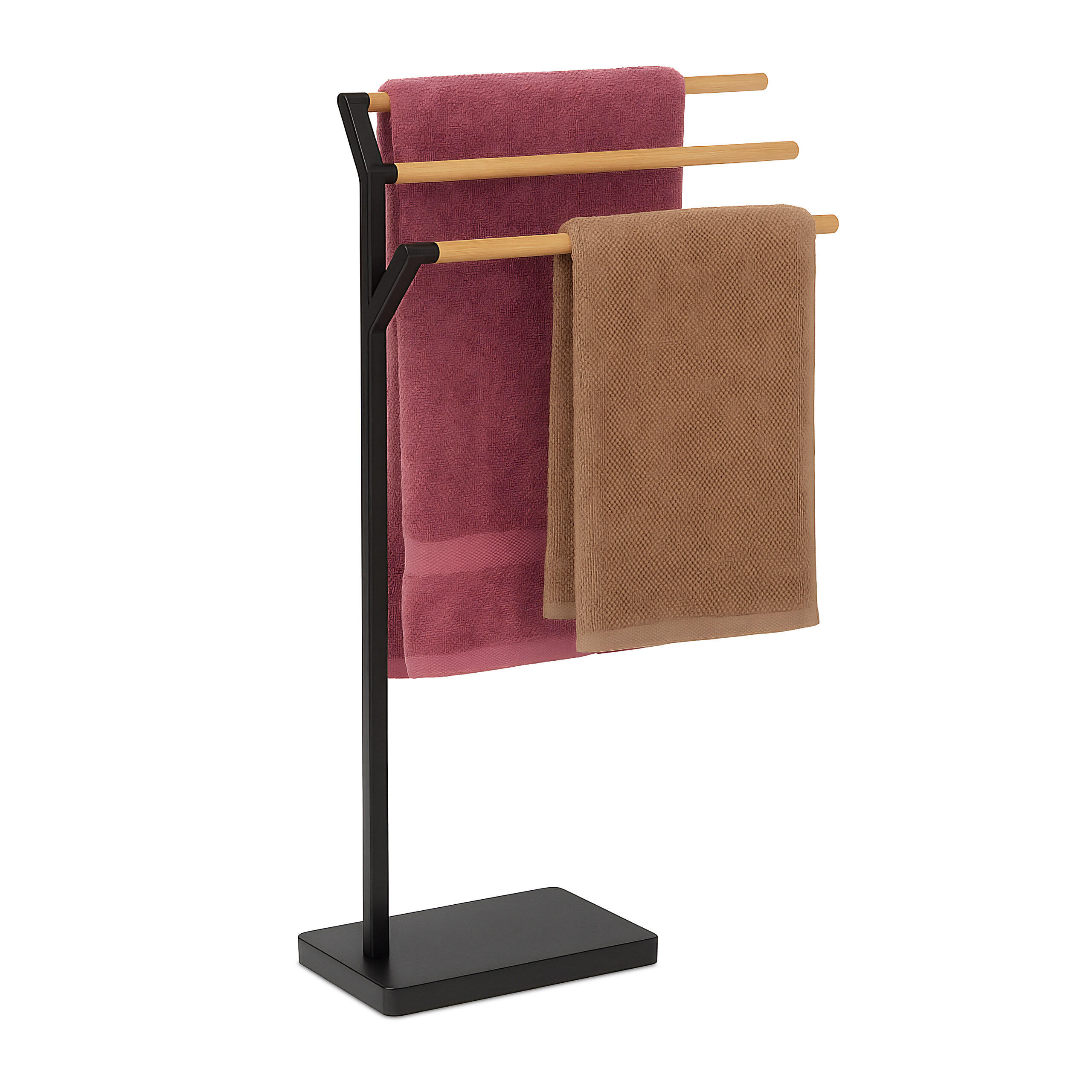 DRŽAČ ručnika - crna, drvo/metal (38.5/75/18cm) - Relaxdays