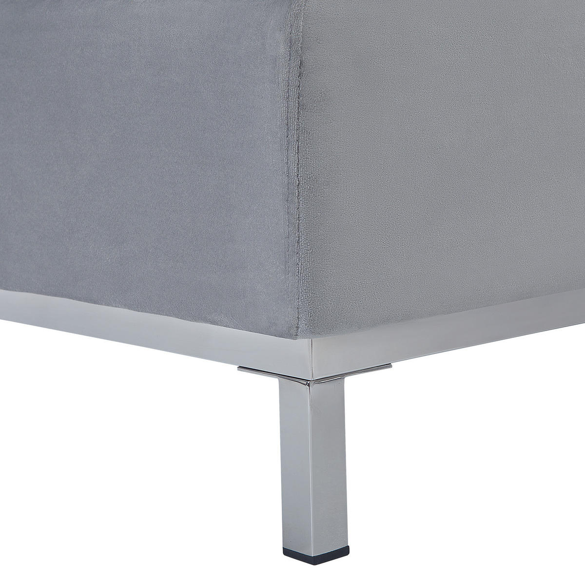 ECKSOFA Samtstoff Grau rechtsseitig Oslo - Grau, Textil (270/151cm) - Beliani