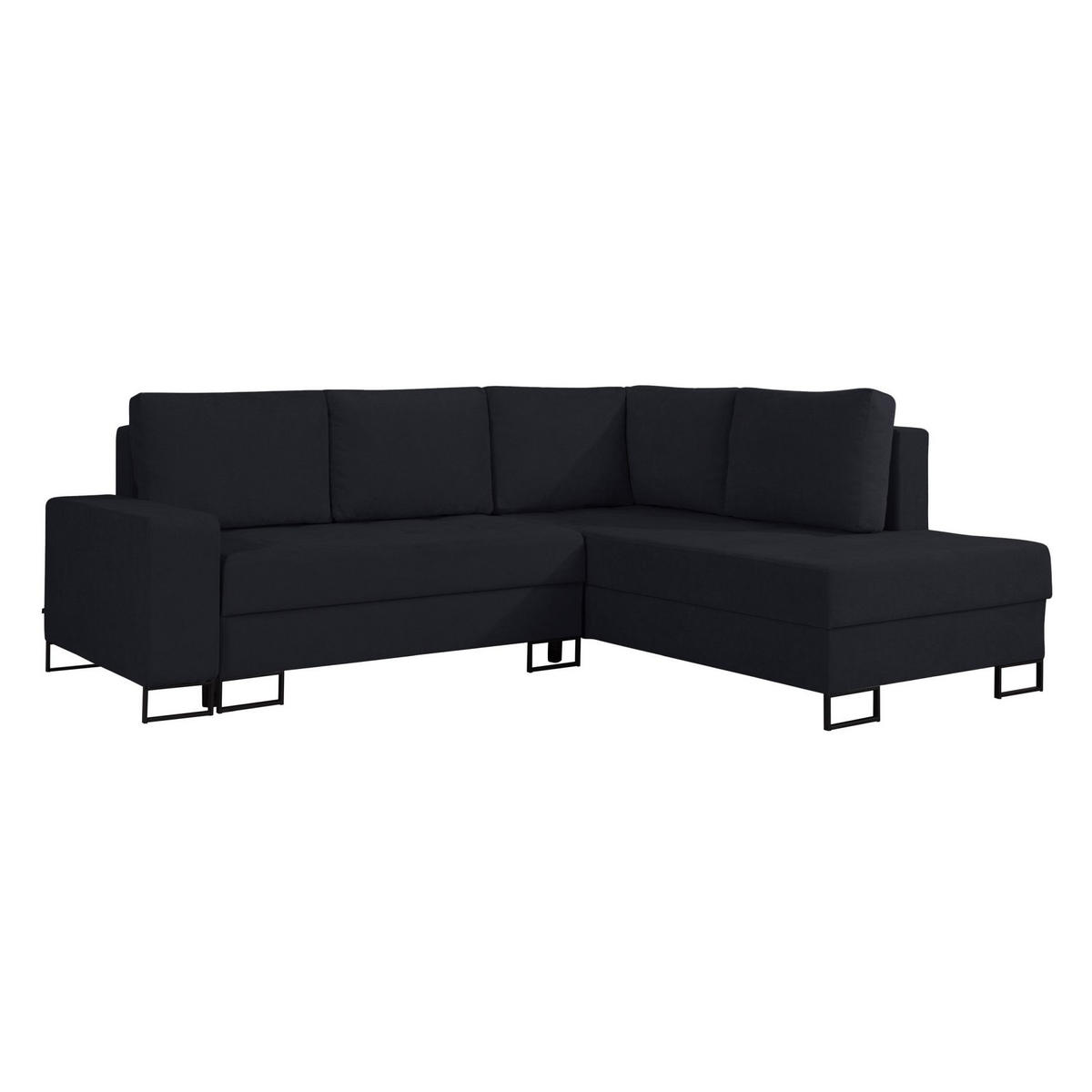 ECKSOFA Larelle Graphit Chenille 245 cm - Schwarz, Textil/Metall (200/245cm) - Selsey