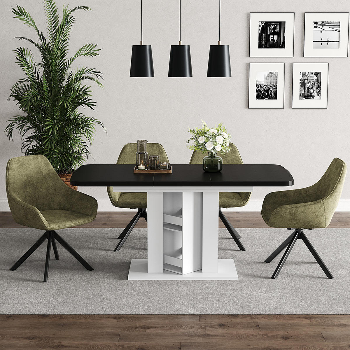 ESSTISCH Fenaro Schwarz/Weiß 120 x 80 cm - Schwarz/Weiß, Holzwerkstoff (80/120/76cm) - Vicco