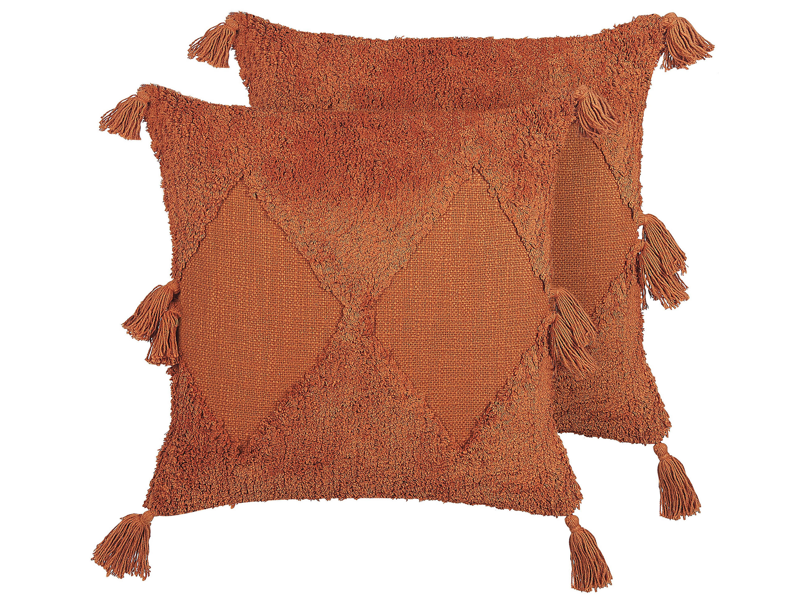 DEKOKISSEN 2er-Set Orange 45/45 cm Avium - Orange, Naturmaterialien/Textil (45/45cm) - Beliani