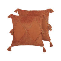 DEKOKISSEN 2er-Set Orange 45/45 cm Avium - Orange, Naturmaterialien/Textil (45/45cm) - Beliani