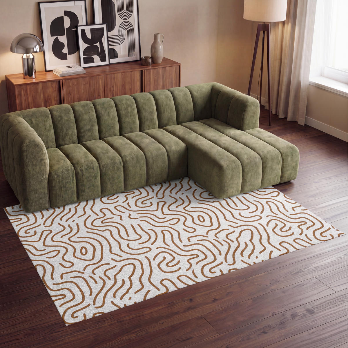 KOBERCE - Minimalistický - Vzor - Terakota - 230x150 cm - hnedá, textil/plast (230/0.4cm) - OnlyWow