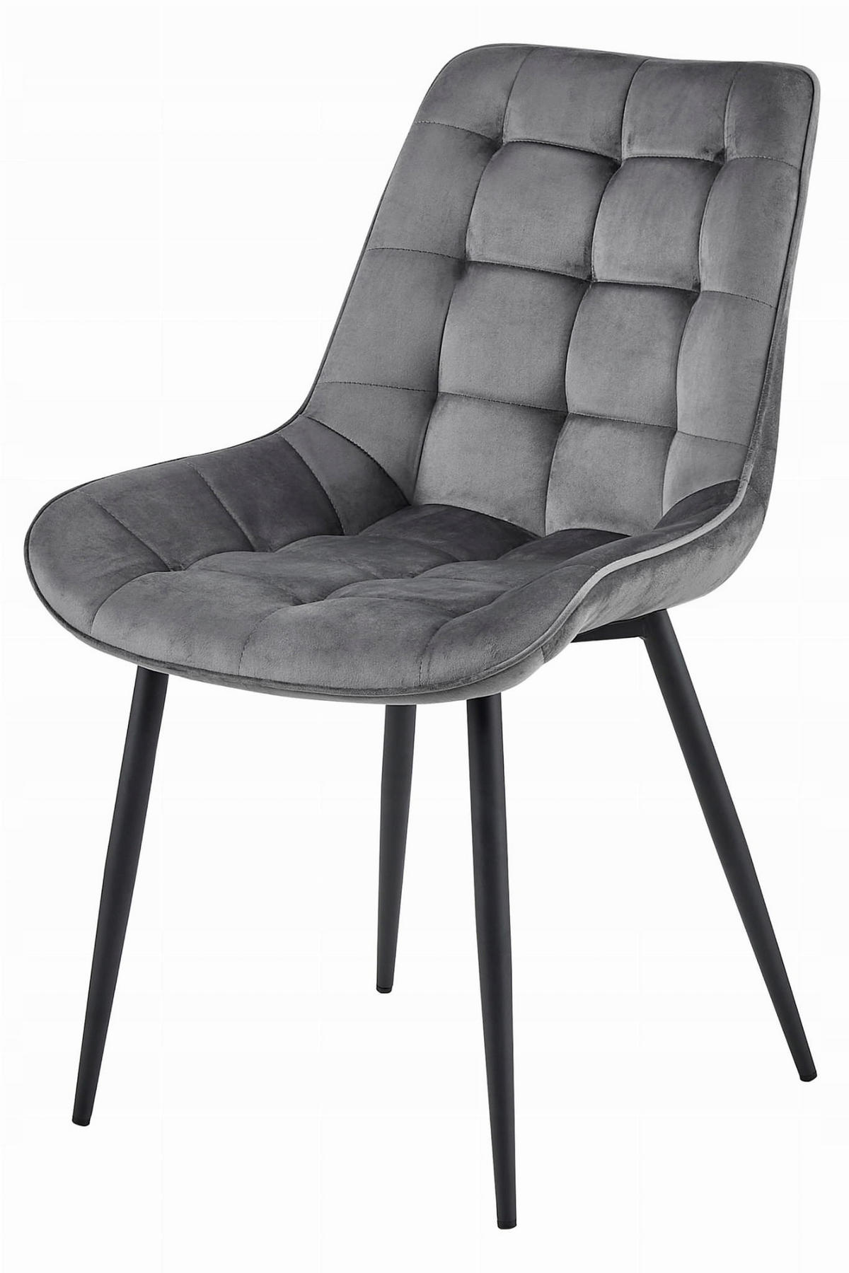 STUHL BARDI 2-er Set, Grau, Schwarz, mit Samtstoff gepolstert - Rosa, Textil/Metall (54/88/60cm) - Komodee