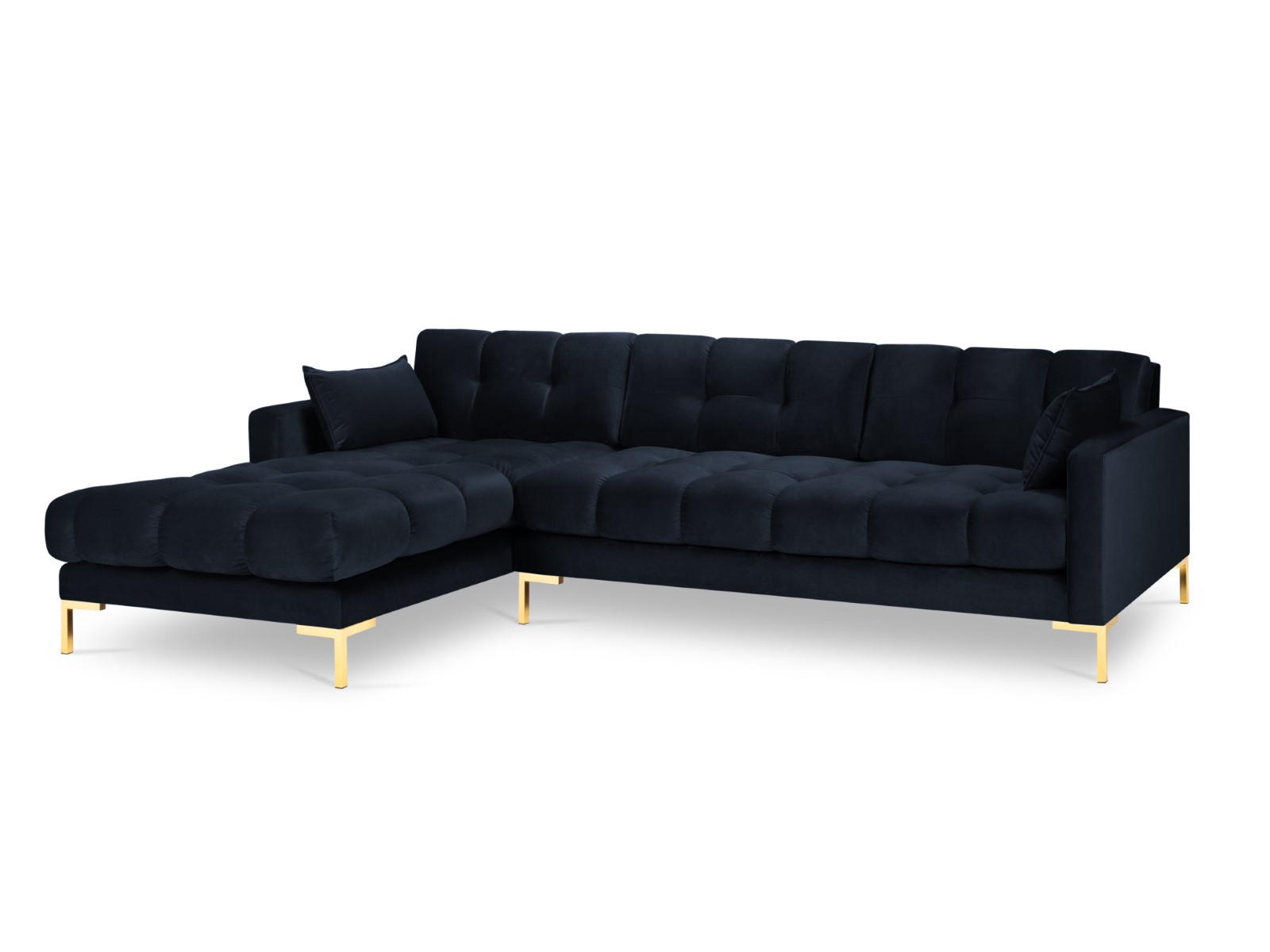 ECKSOFA links Mamaia aus Samt dunkelblau 5 Sitzplätze - Dunkelblau, Textil (185/293cm) - Micadoni