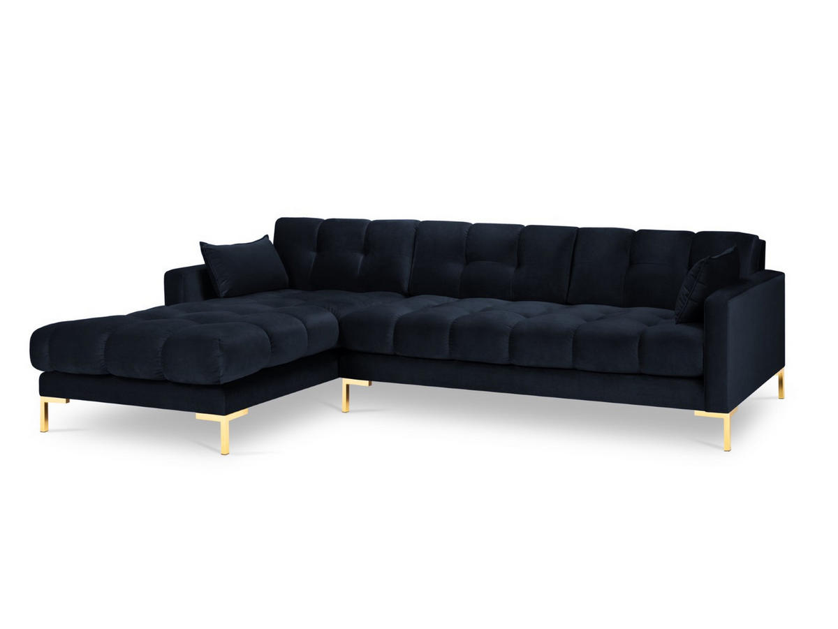 ECKSOFA links Mamaia aus Samt dunkelblau 5 Sitzplätze - Dunkelblau, Textil (185/293cm) - Micadoni