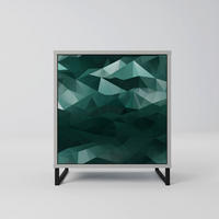 SIDEBOARD POLYGONAL FLOATING, Grau, 57,5x42x67,5 cm, Schwarze Metall-Rahmenfüße - Multicolor/Schwarz, Holzwerkstoff/Metall (57.5/67.5/42cm) - SpaceRebels