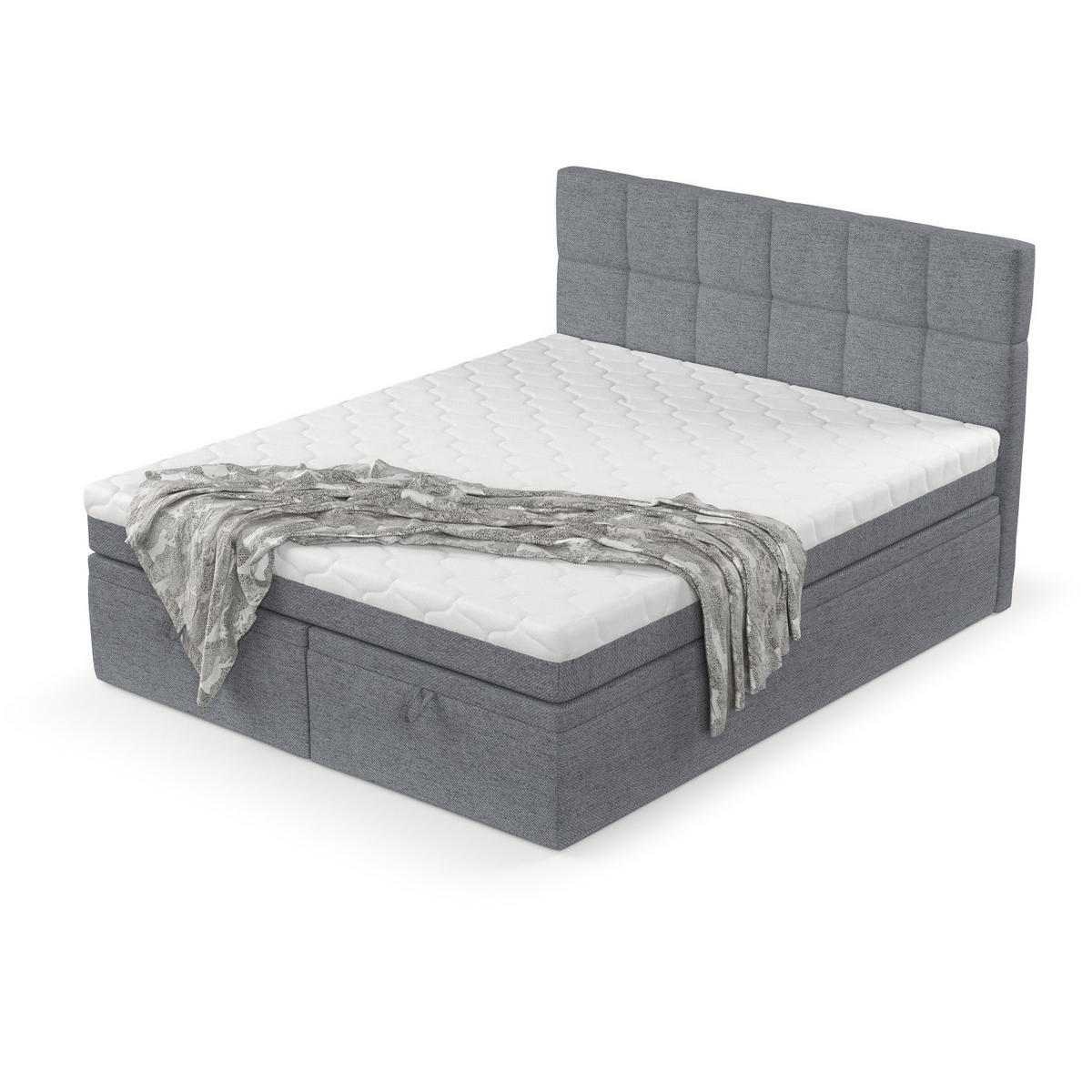 BOXBETT Elano 200/200 cm Grau im Neve Stoff - Schwarz/Grau, Holz/Holzwerkstoff (200/200cm) - AltaBeds