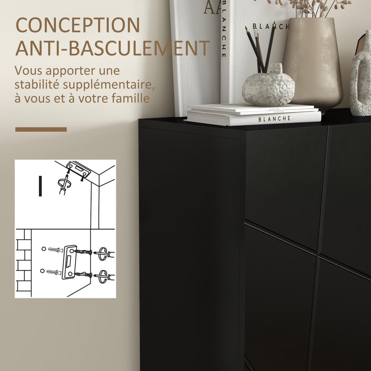 SCHUHSCHRANK DE-15015 2 Türen mit verstellbaren Böden Schwarz Hochglanz - Schwarz, Holzwerkstoff (72/95/31.5cm) - ComfortXL