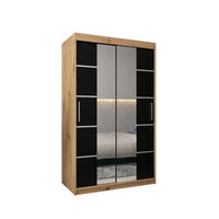 SCHWEBETÜRENSCHRANK 200/120/62 2-türig - Silberfarben/Schwarz, Holz/Kunststoff (120/200/62cm) - Abiks Möbel