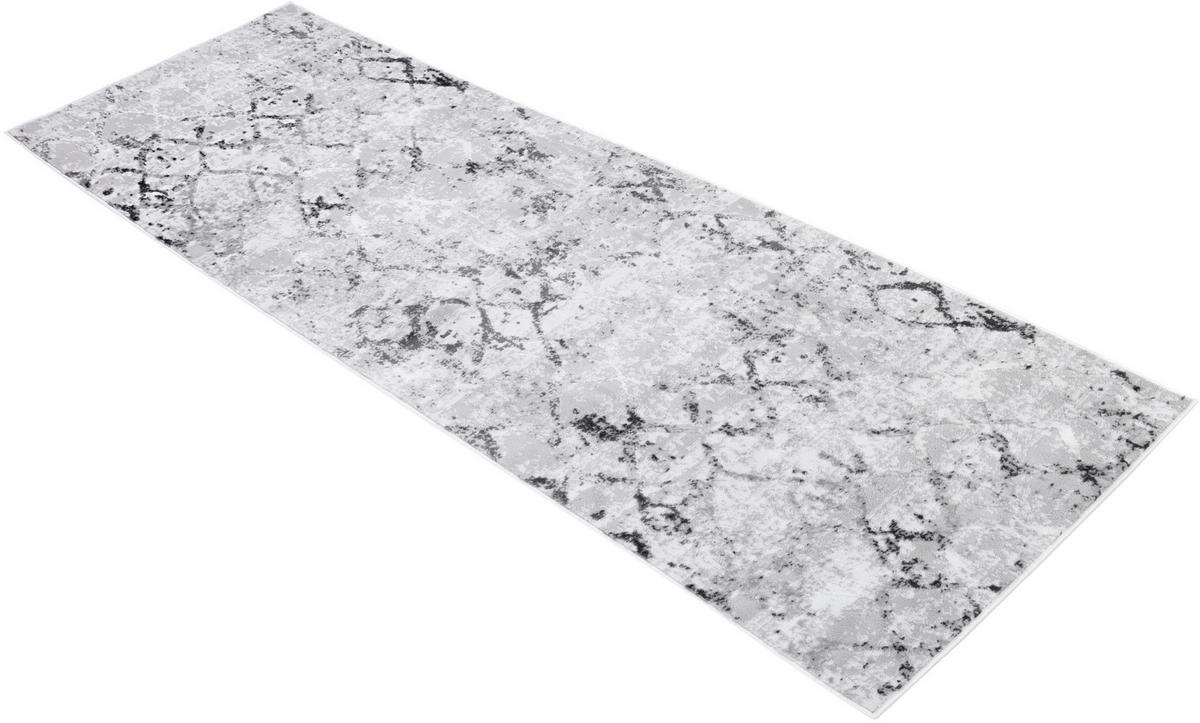 TEPPICHLÄUFER SKY hellgrau marmor 80/400 cm - Hellgrau, Textil (80/400cm) - Tapiso