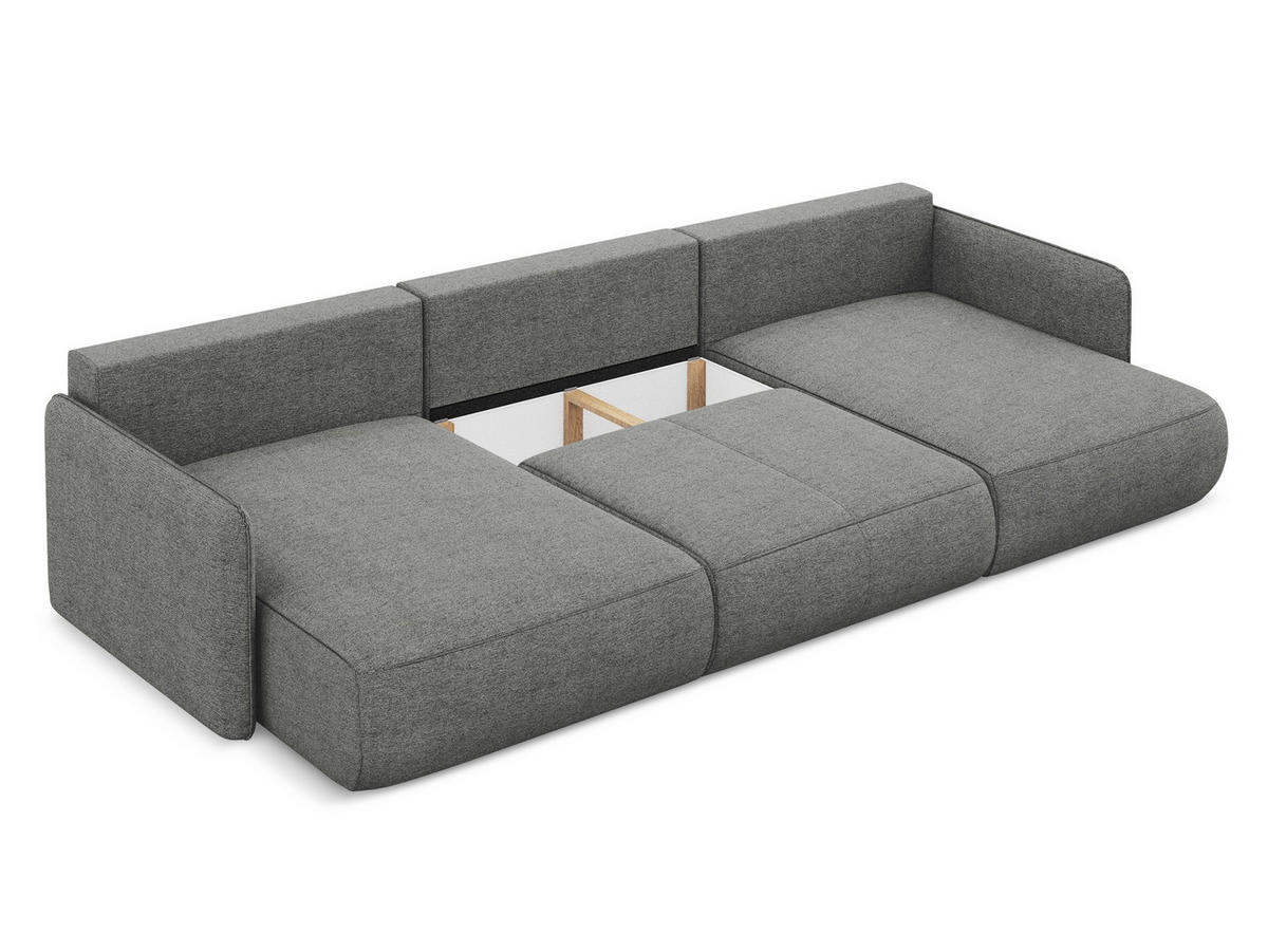 WOHNLANDSCHAFT Chenille Stoff Grau - Schieferfarben/Schwarz, Kunststoff/Textil (290/86/148cm) - Makamii