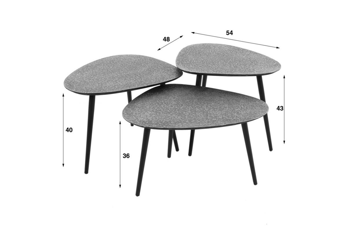 COUCHTISCH-SET LAUCA Bronze Metall - Schwarz/Bronzefarben, Metall (54/48/43cm) - KAWOLA
