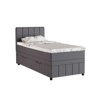 BOXBETT AVALON 90 x 200 cm mit Bettkasten und Topper - Dunkelgrau - Dunkelgrau, Holz - Panda Möbel