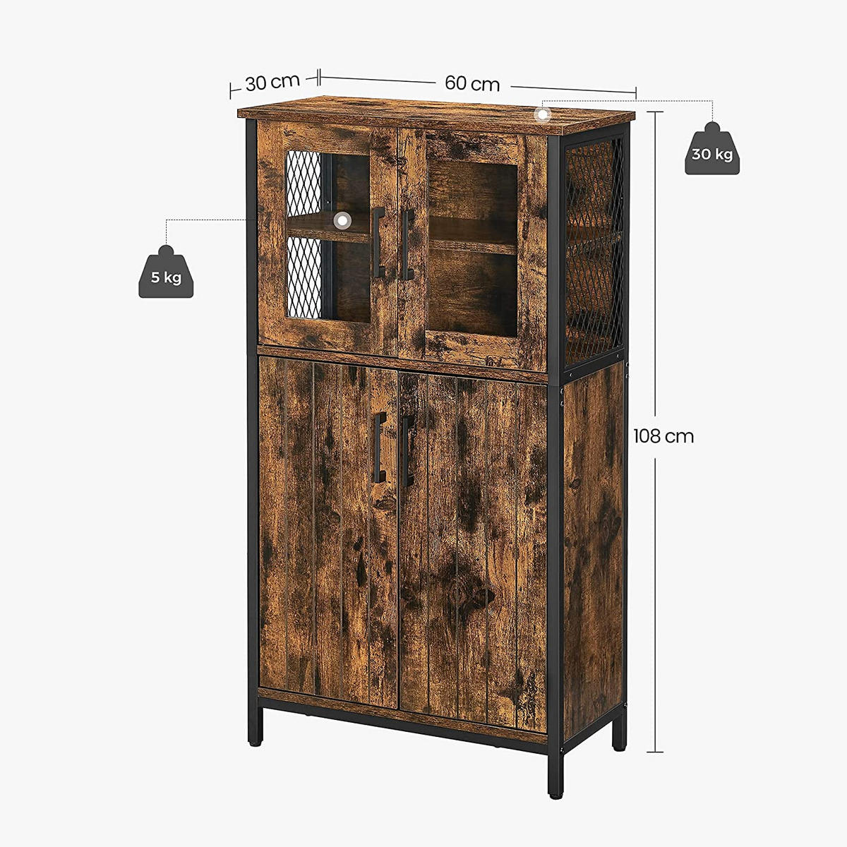 SIDEBOARD - Braun, Holzwerkstoff (30/108/60cm) - Hansiro
