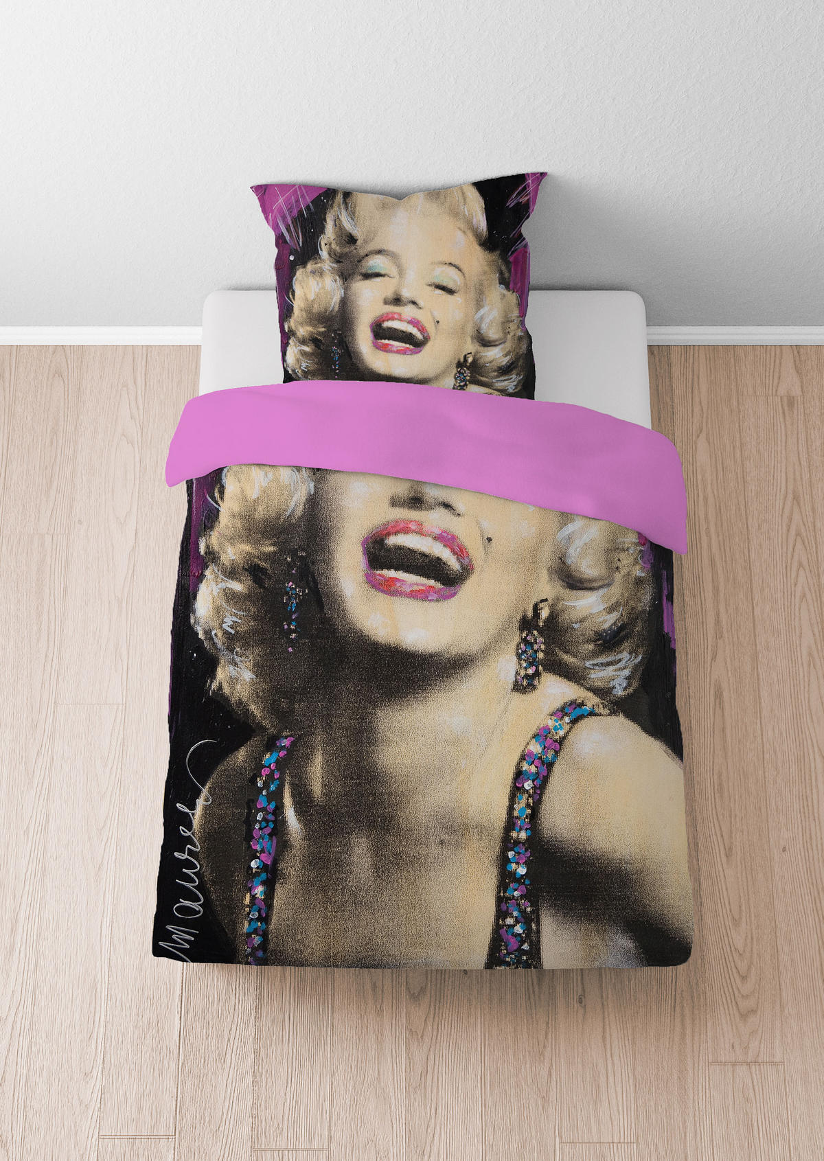 BETTWÄSCHE-GARNITUR Mikrofaser Marilyn Monroe Pink natur, 135x200 cm + 80x80 cm - Naturfarben, Textil (135/200cm) - SID Maurer