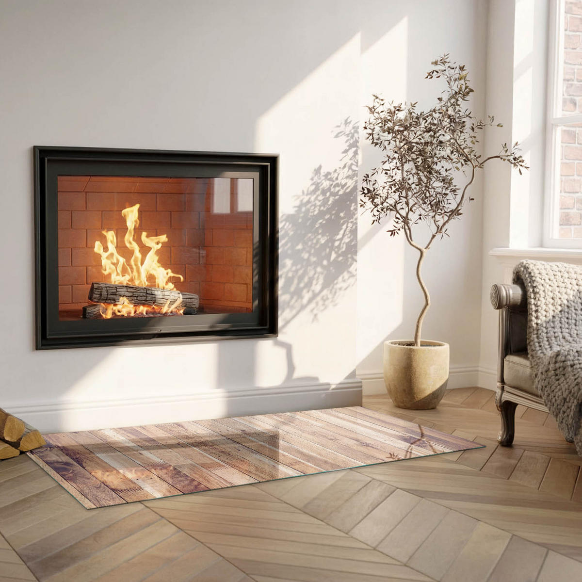 GLASPLATTE für Kamin 125x50 cm - Braun, Glas (125/50/0.4cm) - TULUP