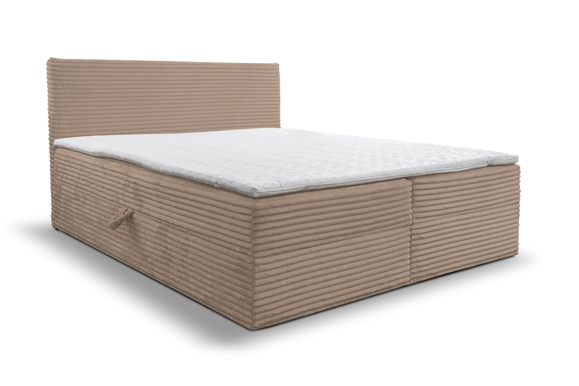BOXBETT TILLY mit zwei Bettkästen H2/H3 Matratze und Topper 160 x 200 cm - Braun, Holzwerkstoff (160/200cm) - VENASI MÖBEL