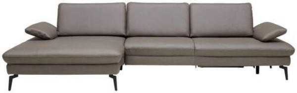 Canapé d'angle en cuir gris 157x235cm - Dieter Knoll