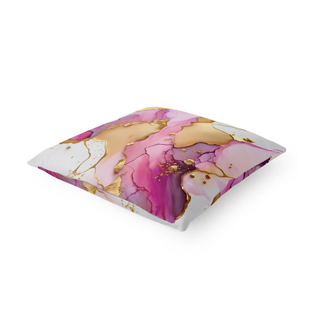 DEKOKISSEN Goldenes Farbspiel mit Pink 40/40 cm - Pink, Textil (40/40/10cm) - Bilderwelten