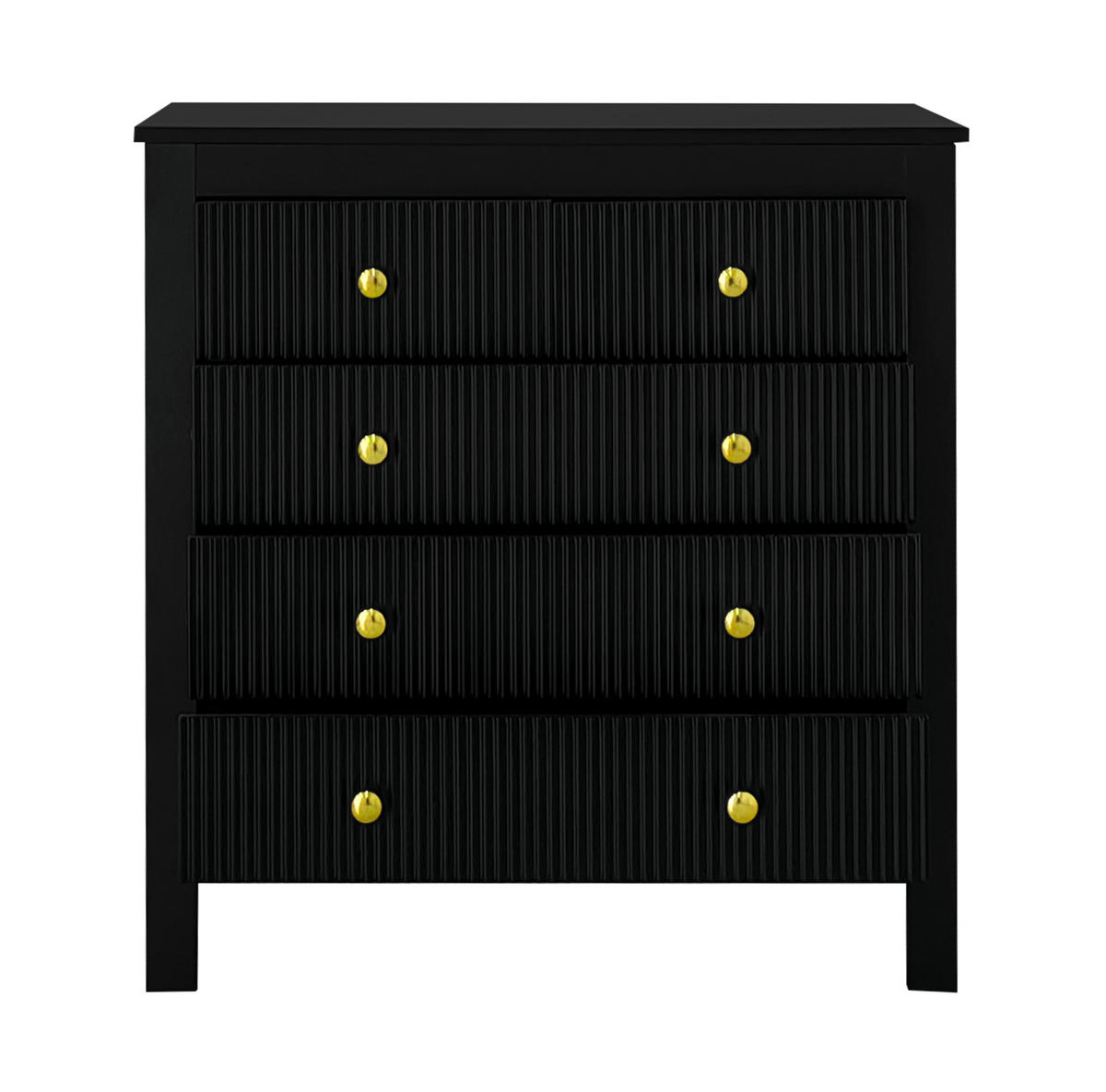 KOMMODE aus Spanplatte 79x39,5x80,5 cm Schwarz mit 5 Schubladen und Goldgriffen - Schwarz, Holzwerkstoff (80.5/80.5/39.5cm) - IVMEU
