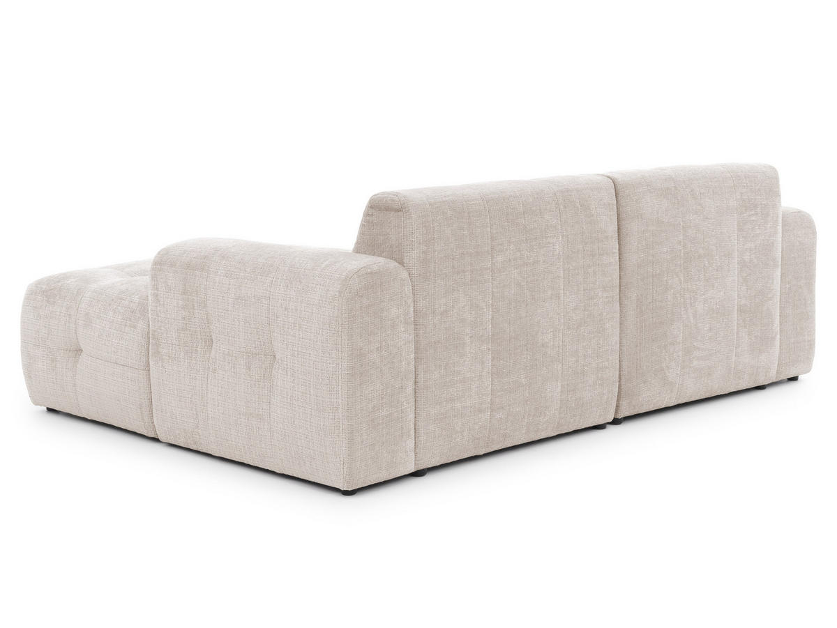 ECKSOFA Kozy im Bumpy-Design mit fester Rückenlehne aus weichem Beige Chenille-Stoff - Ottomane rechts - Beige/Creme, Holz/Kunststoff (234/161cm) - S-Style Möbel