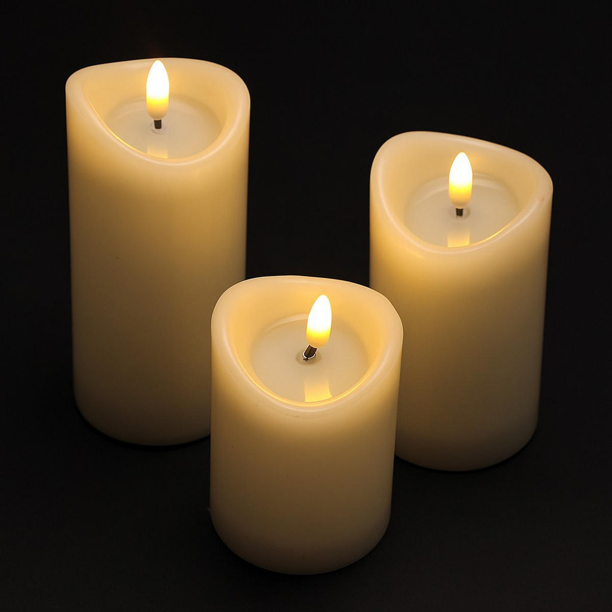 LED-KERZEN Ø 7 cm 3er-Set - Beige, Kunststoff (7/7/15cm) - Home Styling Collection