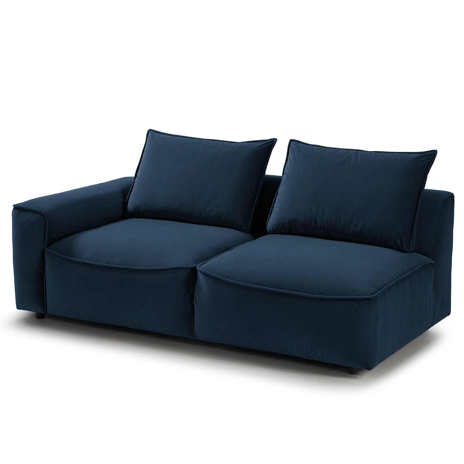 2,5-SITZER SOFA - modular - Schwarz/Dunkelblau, Holz/Kunststoff (189/80/99cm) - home24
