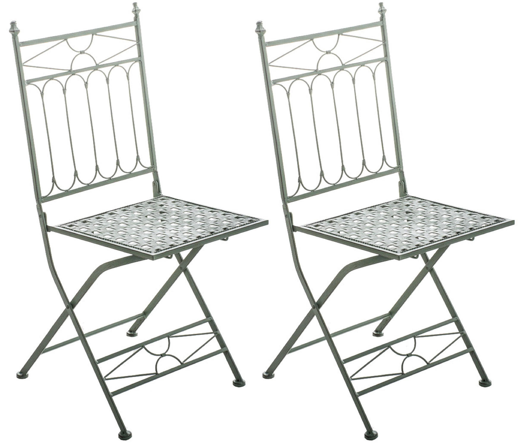KLAPPSTUHL Asiri - 2er Set - antik-grün - Grün, Metall (40/43/95cm) - TPFLiving