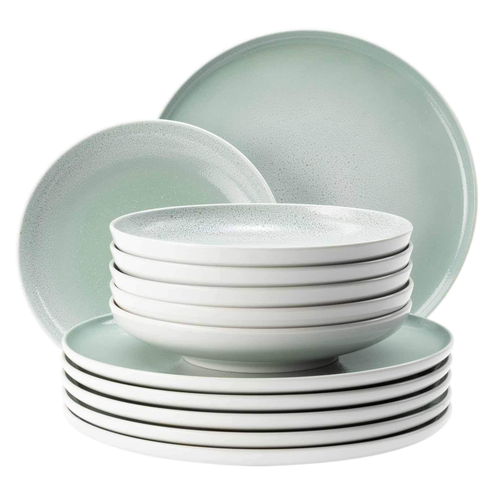 TAFELSERVICE Sento Home Aura mint 12er Set - Mintgrün, Keramik (32.3/23.5/32.3cm) - Seltmann Weiden