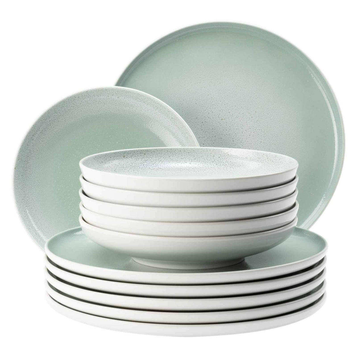 TAFELSERVICE Sento Home Aura mint 12er Set - Mintgrün, Keramik (32.3/23.5/32.3cm) - Seltmann Weiden