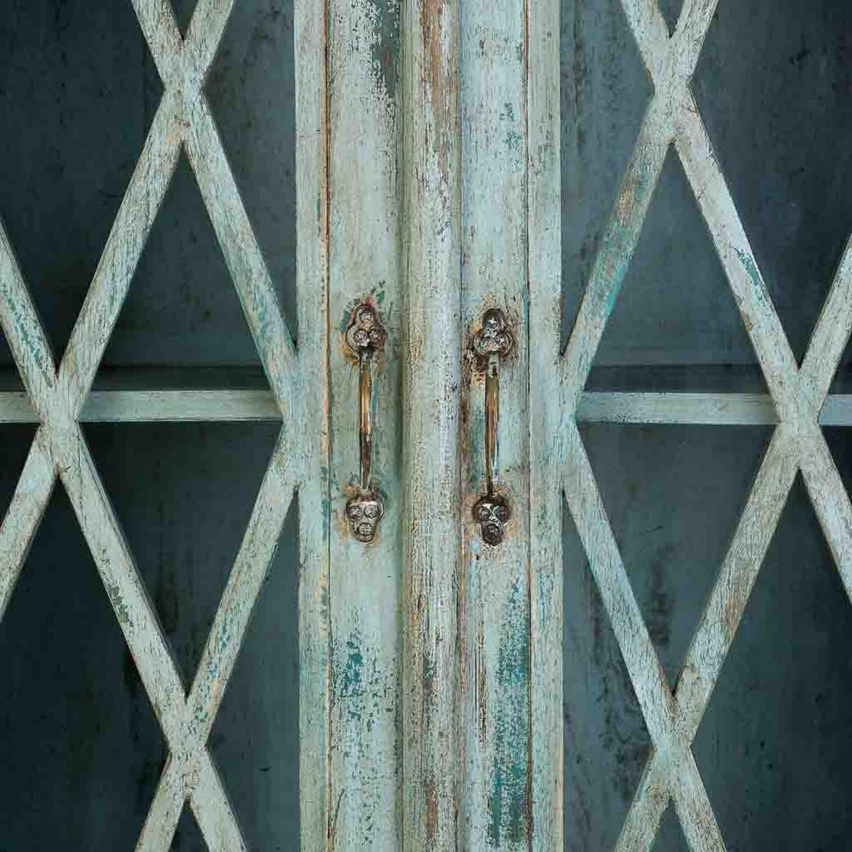 VITRINE aus Holz und Glas mit 2 Türen 90x40x183 cm - Blau, Holz (90/183/40cm) - Wanderlust