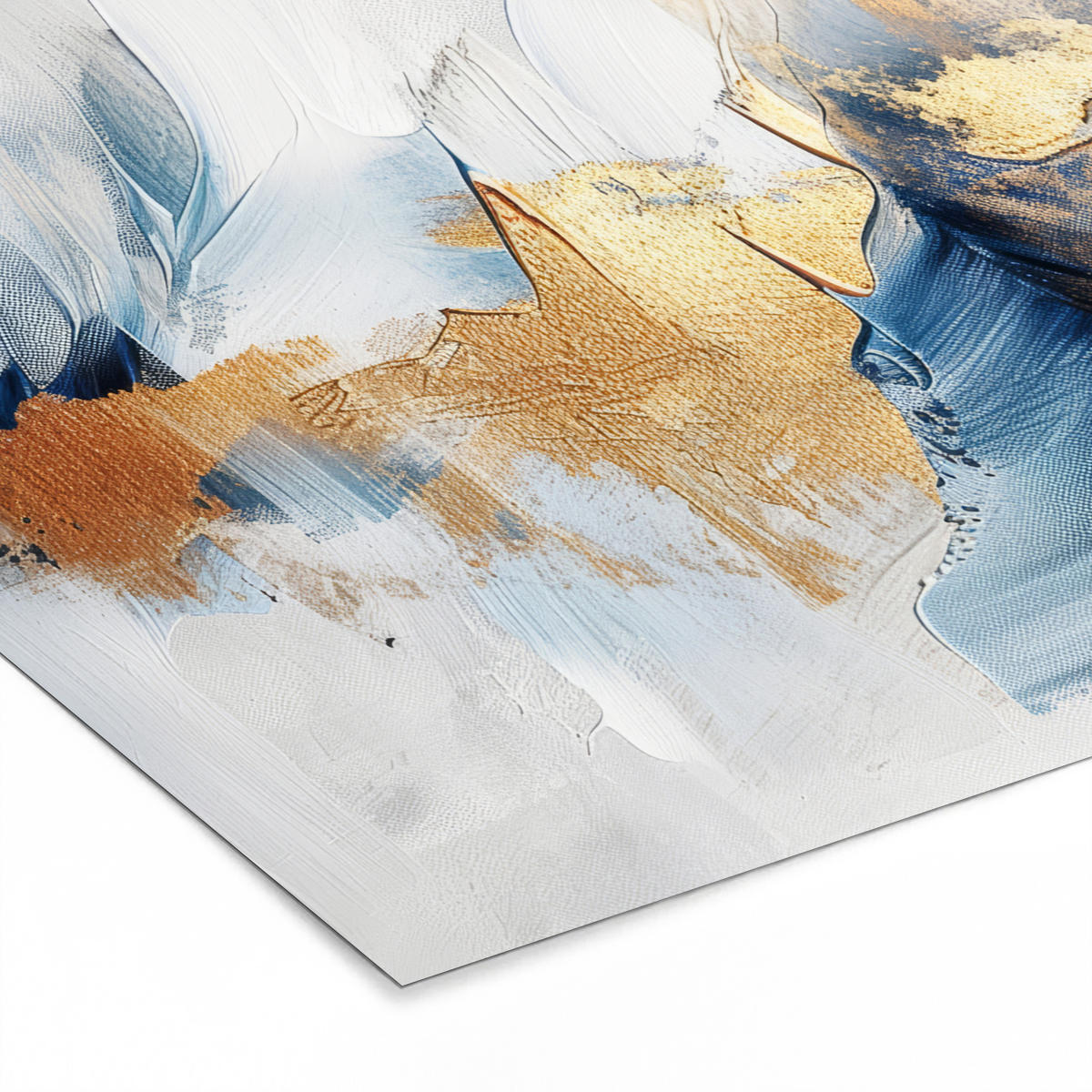 POSTER MIT RAHMEN Gold - Blau - Aquarell - Kunst - Modern 40x40 cm - Hellblau, Papier (40/40cm) - MuchoWow