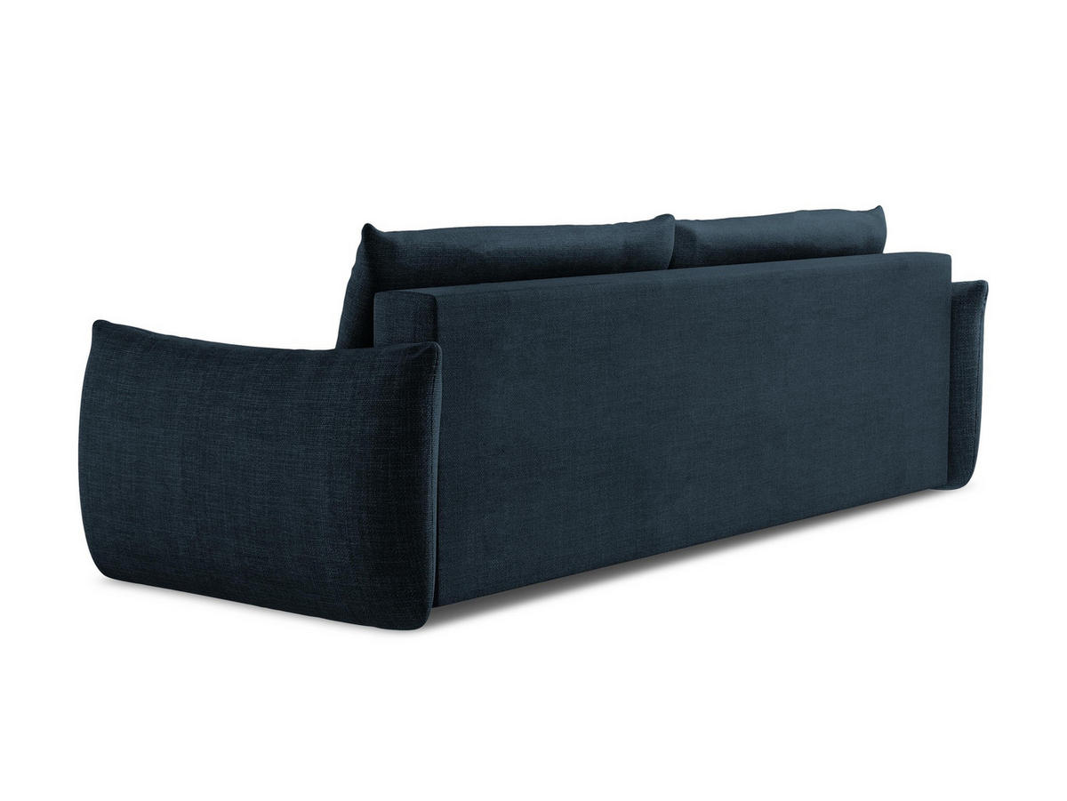 3-SITZER SOFA mit Schlaffunktion Strukturstoff Blau - Blau/Schwarz, Holzwerkstoff/Kunststoff (230/90/105cm) - LaMiaSofa