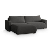 ECKSOFA TURIN N Grau Bucle-Stoff mit Schlaffunktion - Grau, Holz (265/183cm) - MASSENO
