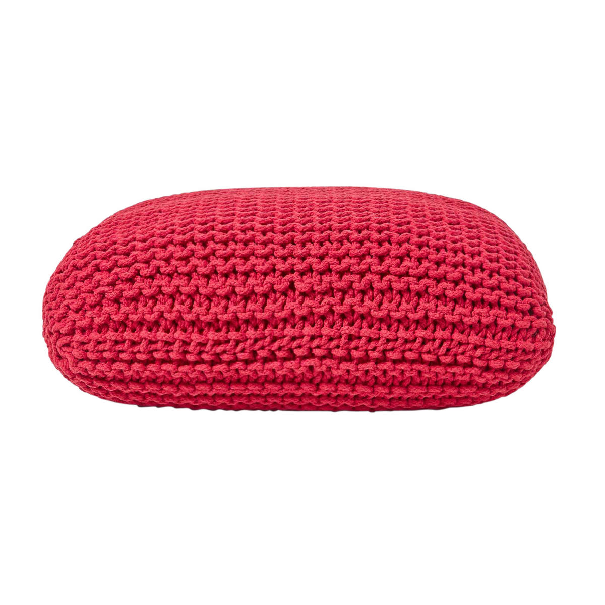 STRICK-POUF rot, Bodenkissen 70/70/20 cm - Rot, Textil (70/20/70cm) - Homescapes