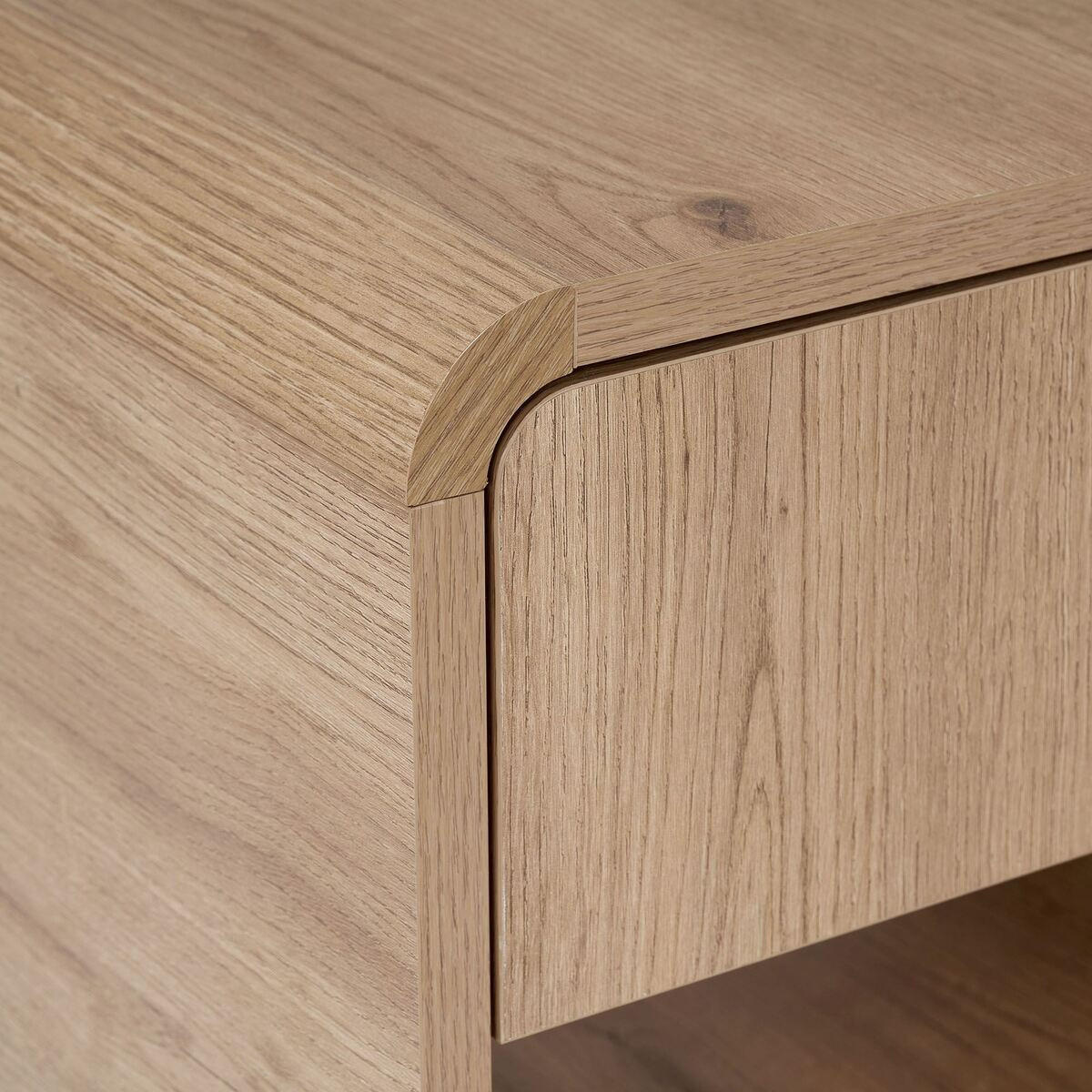 NACHTTISCH mit 1 Schublade und 1 Nische mit abgerundeten Kanten 40/45/45 cm - Eichefarben, Holzwerkstoff (40/45/17cm) - Calicosy