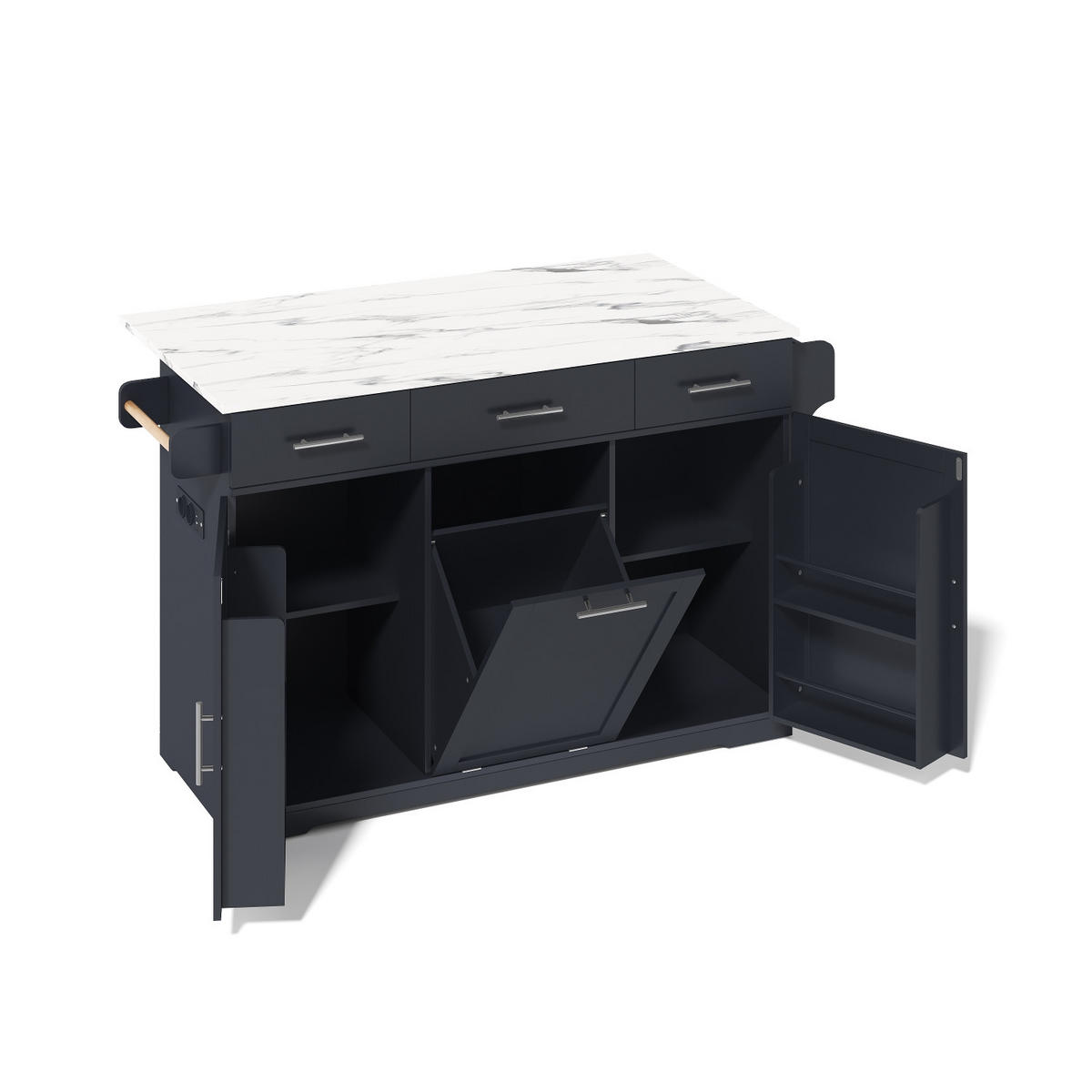 KÜCHENINSEL Auf Rollen, MIT KLAPPBARER ARBEITSPLATTE, MDF Grau-Natur, Esszimmer, 136/75/92 cm - Grau, Holzwerkstoff (75/92/136cm) - Rolipo