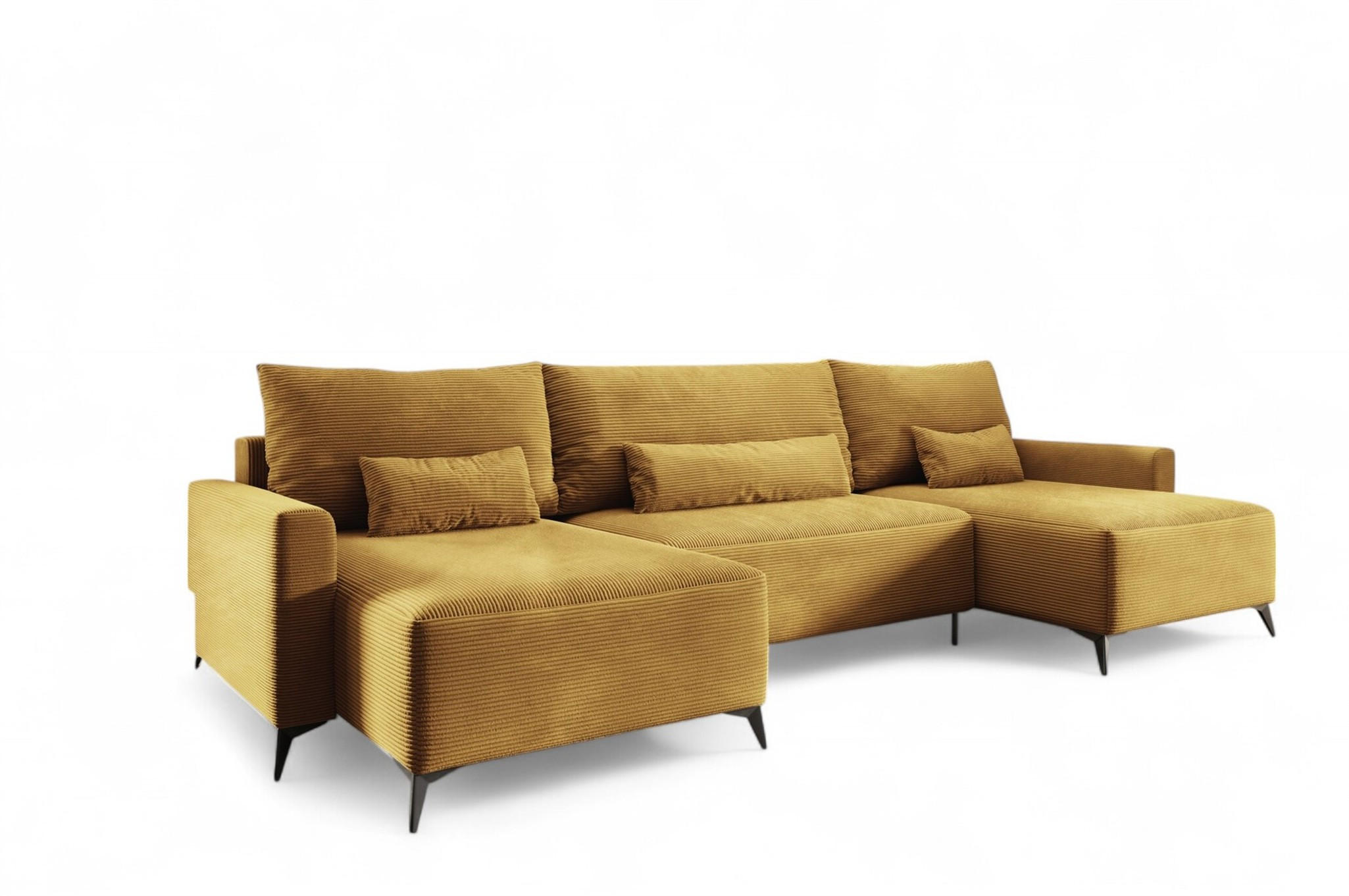 WOHNLANDSCHAFT Silves - Gelb, Holzwerkstoff/Textil (382/81/148cm) - Fun Möbel