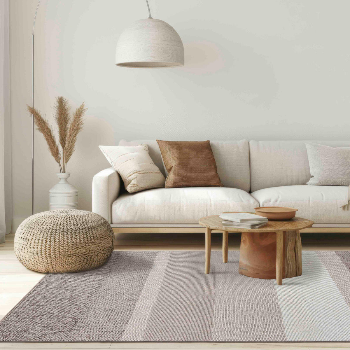TEPPICH Lora PE13A Mazovia 80x150cm Beige Creme Gestreift Kurzflor - Beige, Textil (80/150cm) - Mazovia