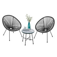 BALKONMÖBEL-SET Ostana schwarz 3-tlg. - Schwarz, Metall - Juskys