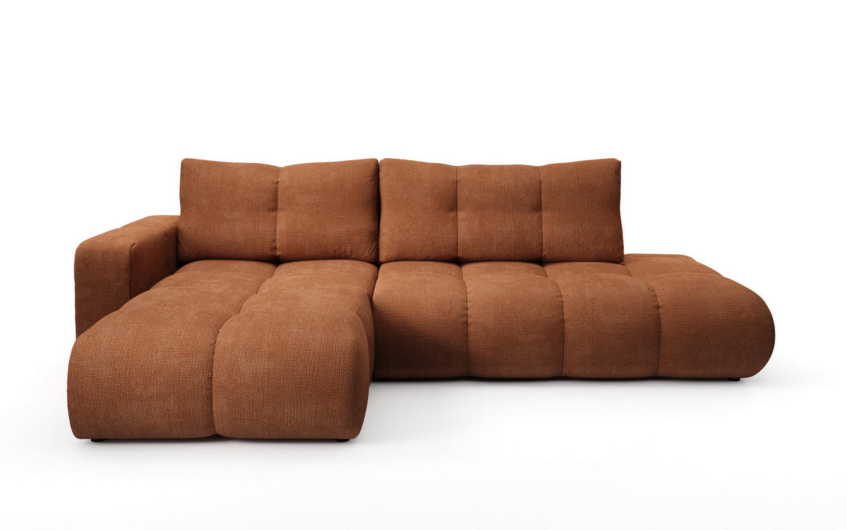 ECKSOFA DUCA L-S Orange Chenille mit Schlaffunktion - Orange, Holz (266.5/266.5cm) - MASSENO
