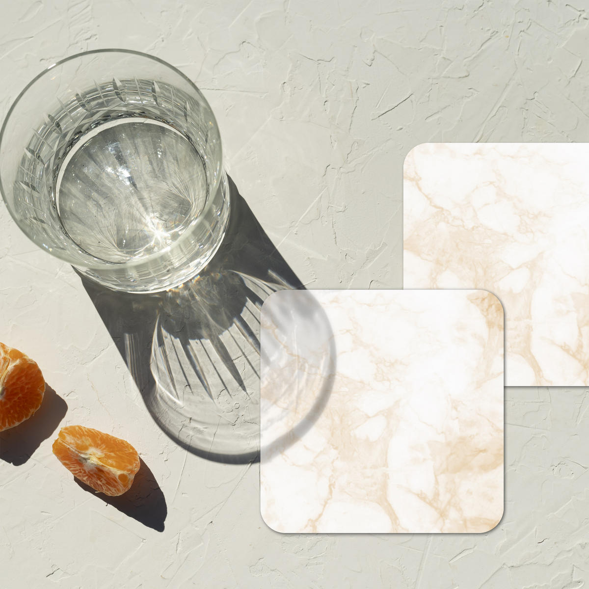 GLASUNTERSETZER 6er-Set Marmor - Weiß - Gold - Luxus 10x10 cm - Creme, Naturmaterialien (10/0.2cm) - MuchoWow