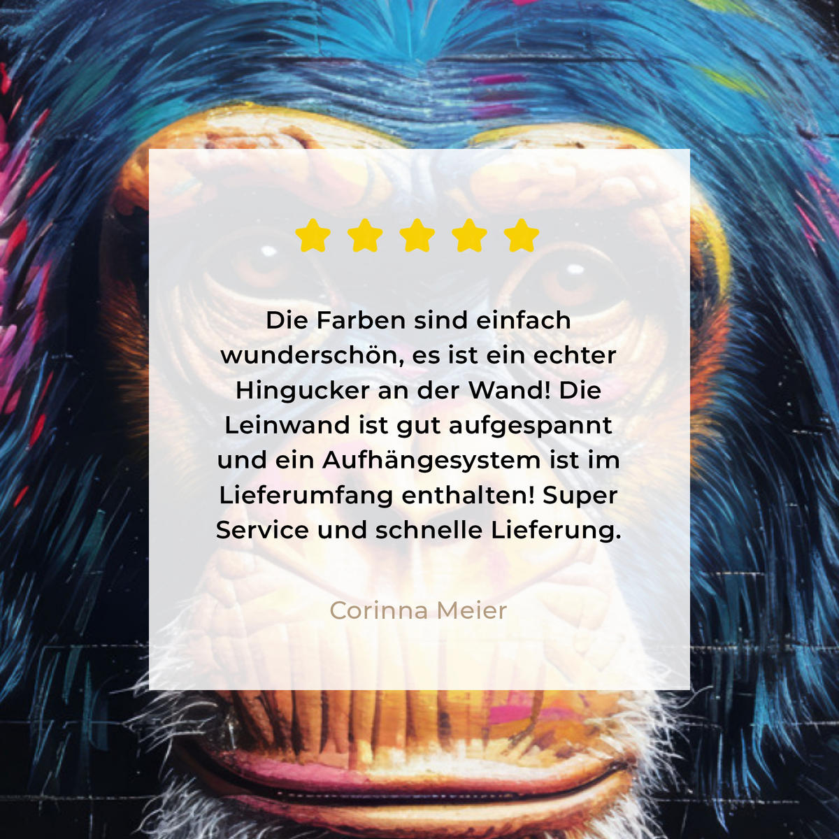 LEINWANDBILD Graffiti - Schimpanse - Straßenkunst - Kopfhörer - Affe 40x30 cm - Blau, Textil (40/30cm) - MuchoWow
