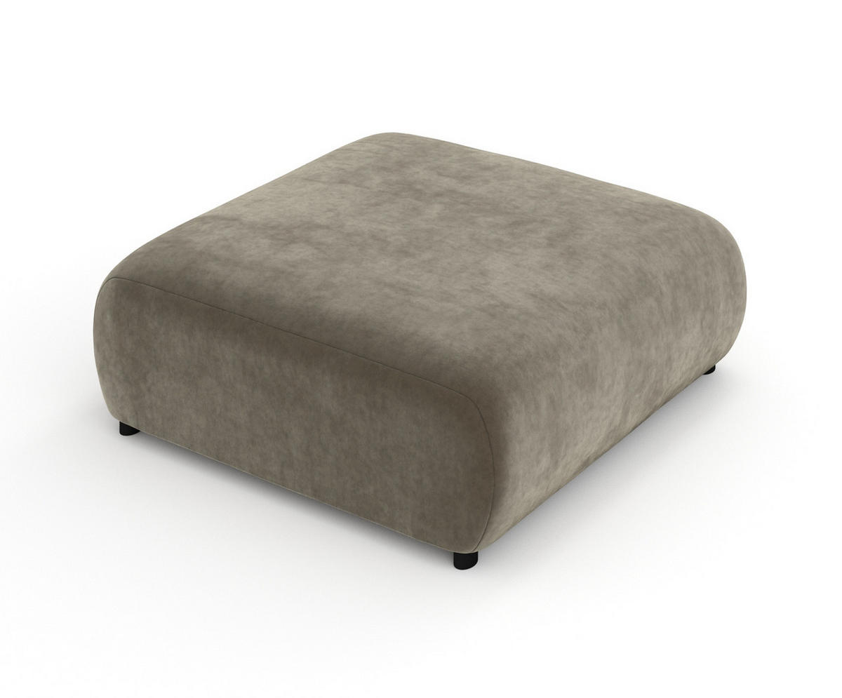 POUF L Zanzibar Taupe Samtstoff - Taupe/Schwarz, Holz/Holzwerkstoff (110/37/110cm) - Maison de Reve
