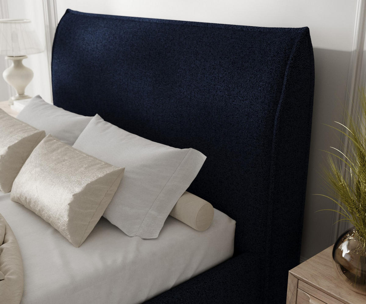 POLSTERBETT Mira 160/200 cm Marineblau im Riva Stoff - Naturfarben/Dunkelblau, Holz/Holzwerkstoff (160/200cm) - AltaBeds