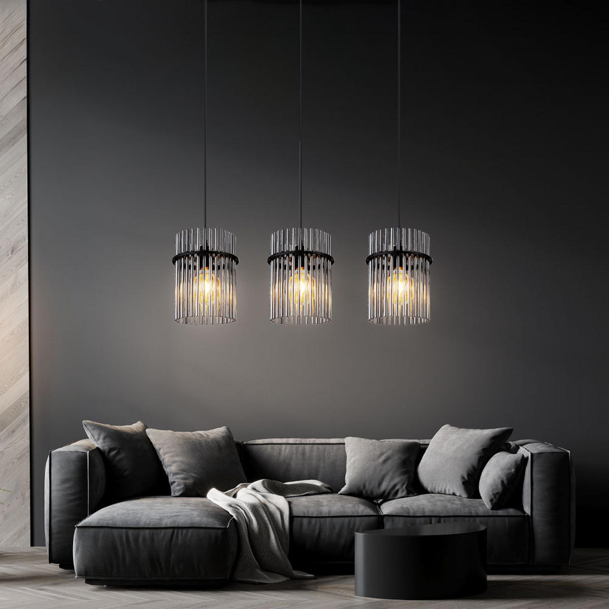 LED HÄNGELEUCHTE Gorley Metall Schwarz - Schwarz, Glas (80/20/140cm) - Globo Lighting